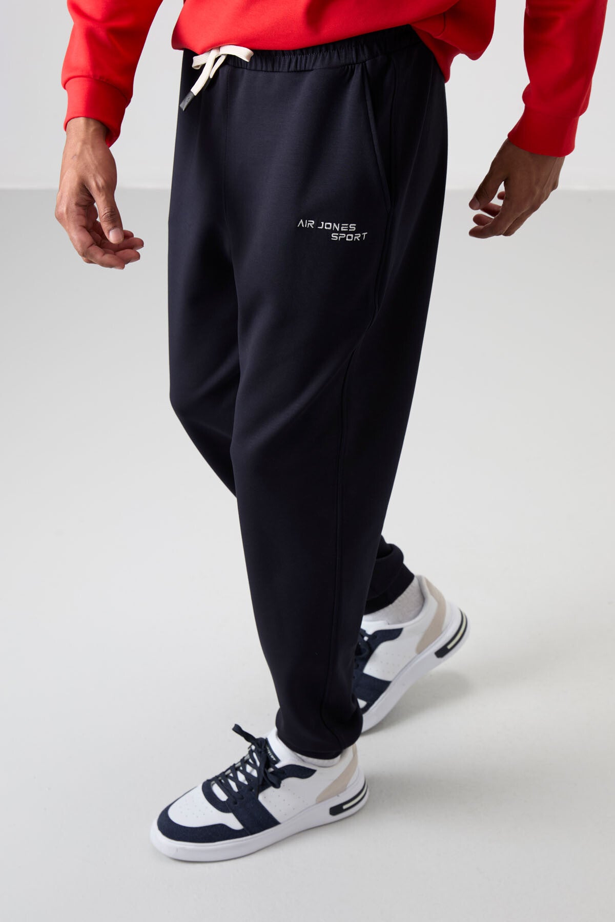 Fiesta - Navy Blue Cotton Thick Soft Textured Comfort Fit Embroidered Men's Tracksuit Set - 85254