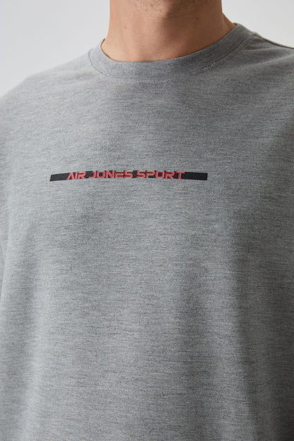 Grey Melange Cotton Thick Soft Textured Comfort Fit Printed Men's Tracksuit Set - 85239