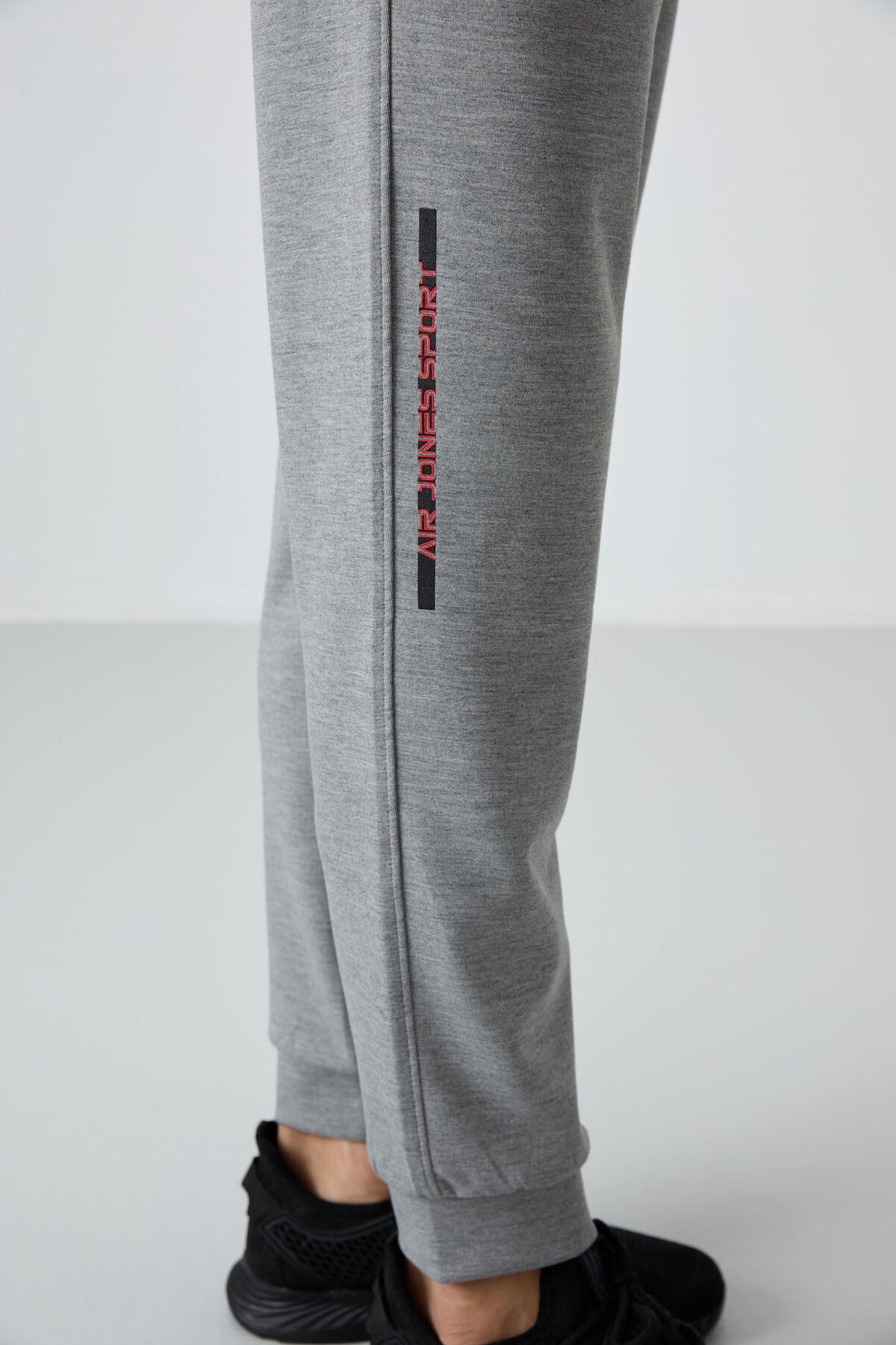 Grey Melange Cotton Thick Soft Textured Comfort Fit Printed Men's Tracksuit Set - 85239