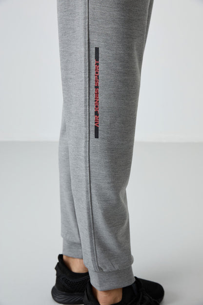 Grey Melange Cotton Thick Soft Textured Comfort Fit Printed Men's Tracksuit Set - 85239