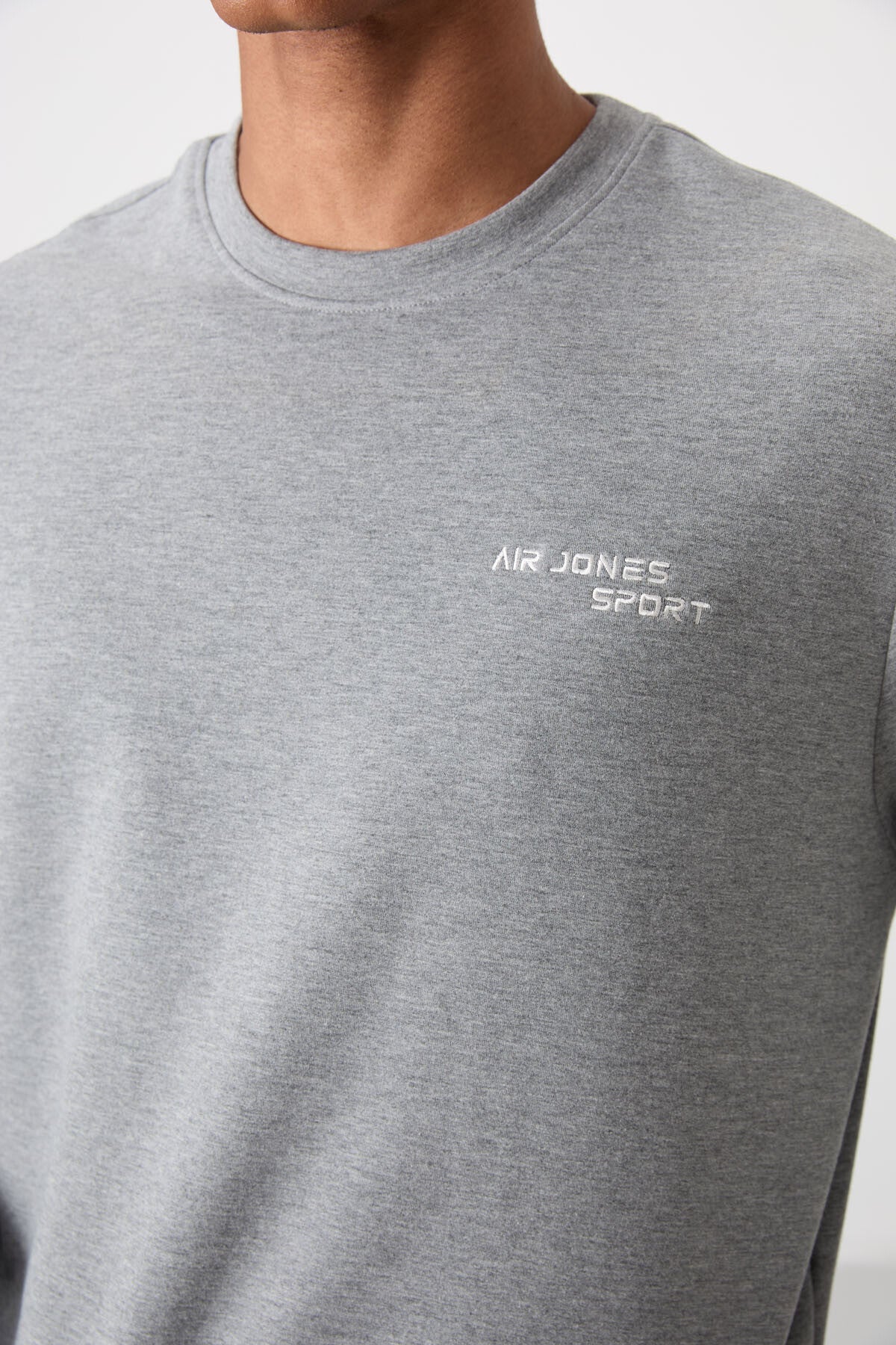 Grey Melange Cotton Thick Soft Textured Comfort Fit Embroidered Men's Tracksuit Set - 85254