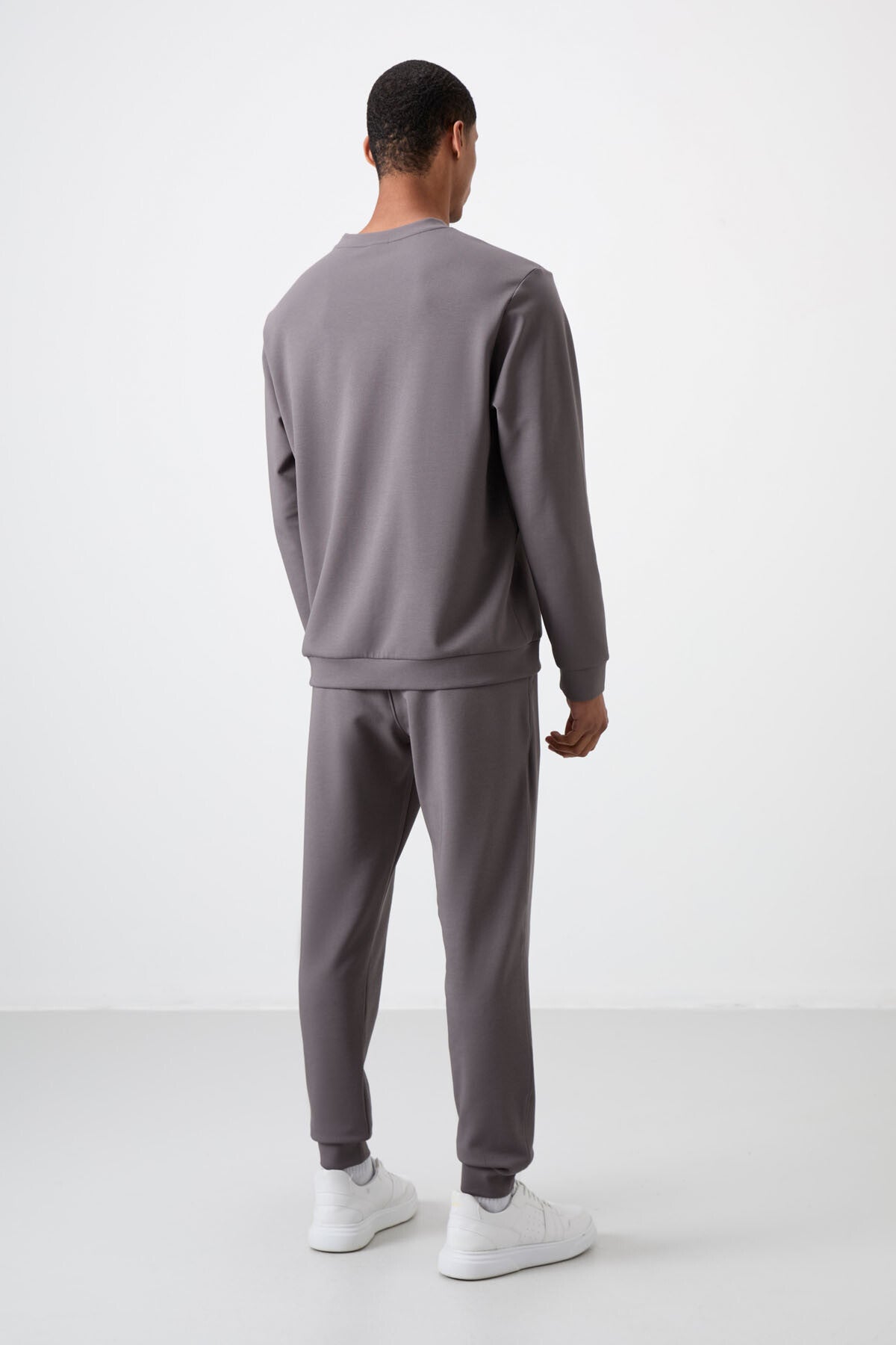 Dark Grey Cotton Thick Soft Textured Comfort Fit Printed Men's Tracksuit Set - 85253