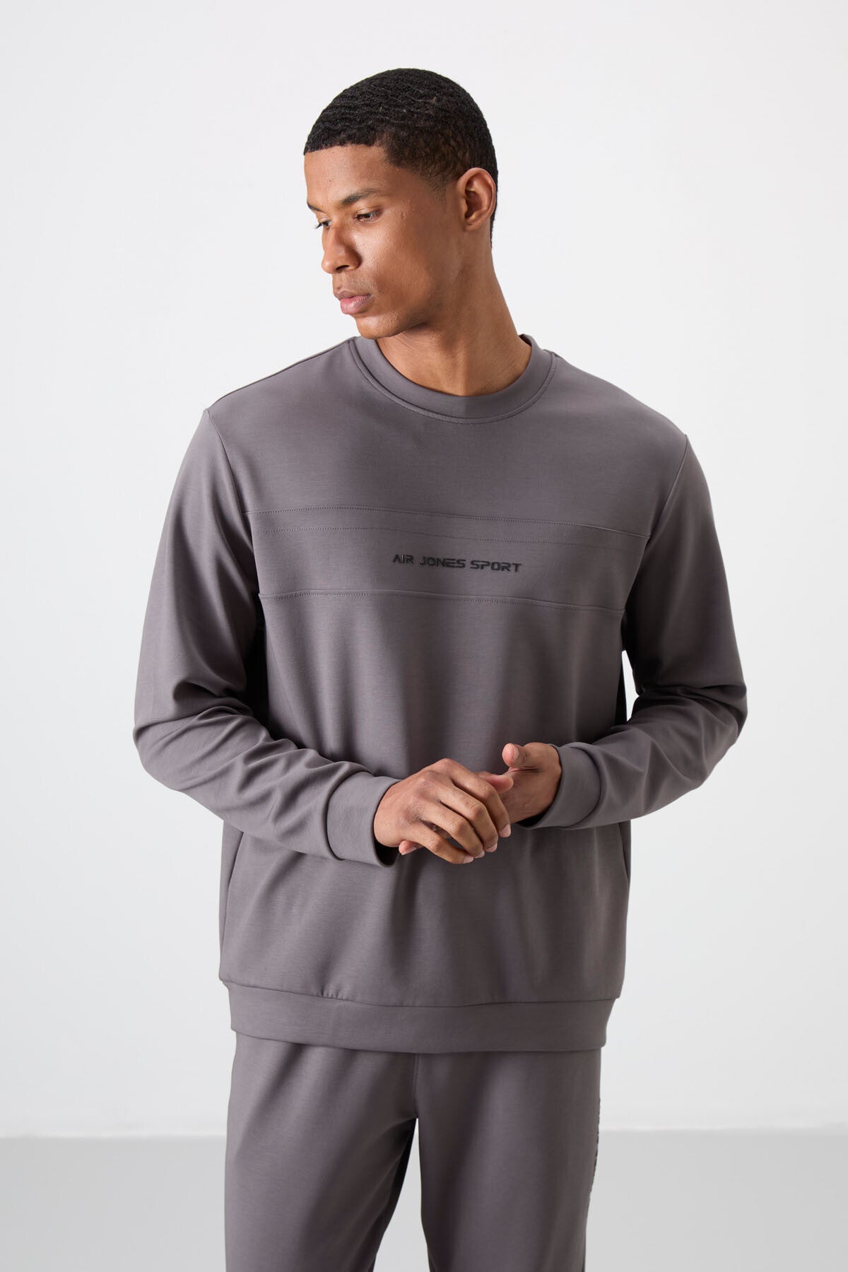 Dark Grey Cotton Thick Soft Textured Comfort Fit Printed Men's Tracksuit Set - 85253
