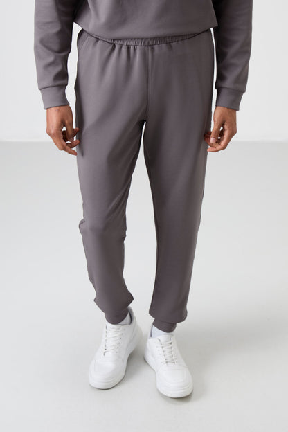 Dark Grey Cotton Thick Soft Textured Comfort Fit Printed Men's Tracksuit Set - 85253