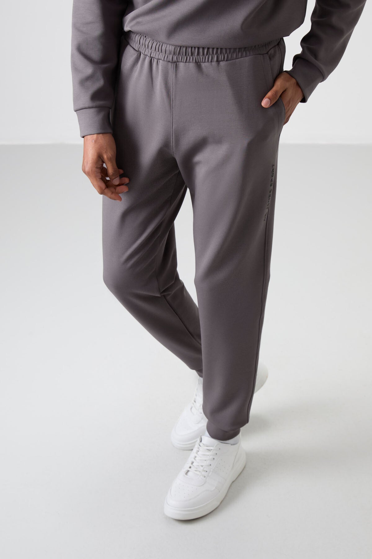 Dark Grey Cotton Thick Soft Textured Comfort Fit Printed Men's Tracksuit Set - 85253