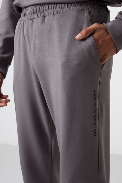 Dark Grey Cotton Thick Soft Textured Comfort Fit Printed Men's Tracksuit Set - 85253