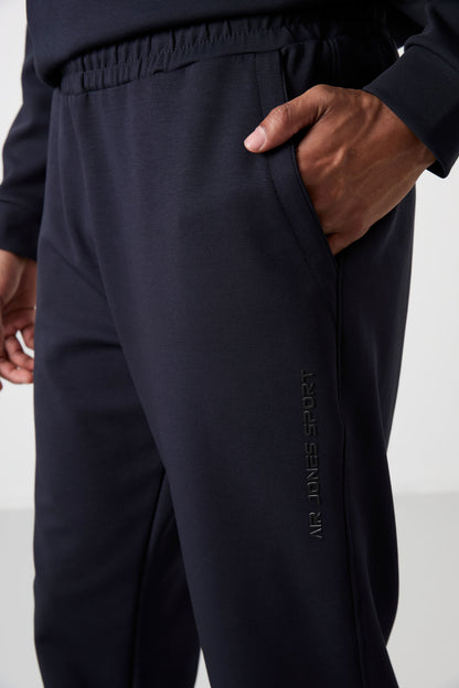 Navy Blue Cotton Thick Soft Textured Comfort Fit Printed Men's Tracksuit Set - 85253
