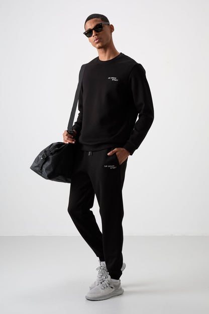 Cotton Thick Soft Textured Comfort Fit Embroidered Men's Tracksuit Set - 85254