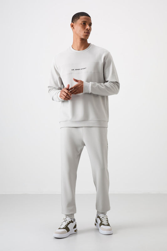 Stone Cotton Thick Soft Textured Comfort Fit Printed Men's Tracksuit Set - 85253