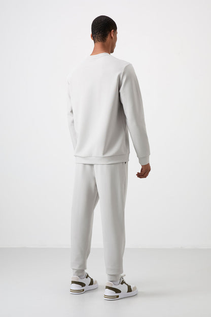 Stone Cotton Thick Soft Textured Comfort Fit Printed Men's Tracksuit Set - 85253