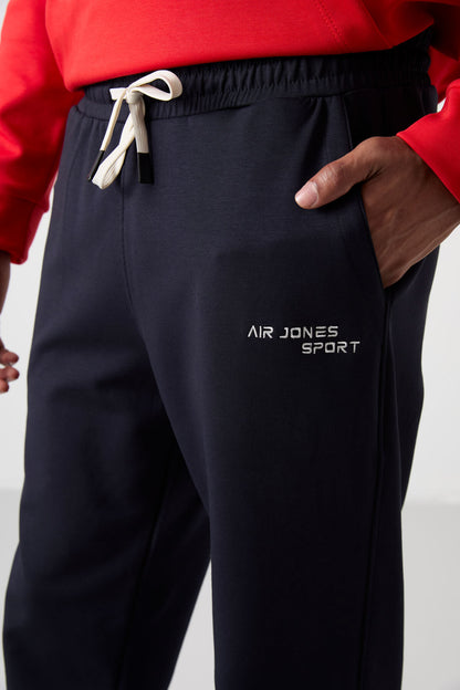Fiesta - Navy Blue Cotton Thick Soft Textured Comfort Fit Embroidered Men's Tracksuit Set - 85255