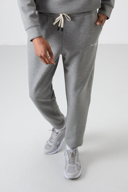 Grey Melange Cotton Thick Soft Textured Comfort Fit Embroidered Men's Tracksuit Set - 85255
