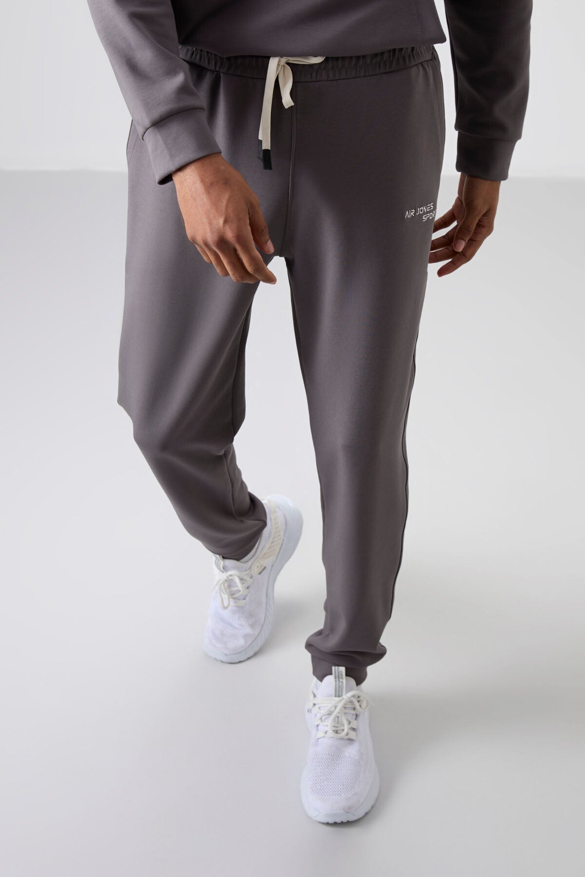 Dark Grey Cotton Thick Soft Textured Comfort Fit Embroidered Men's Tracksuit Set - 85255
