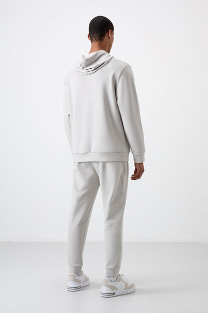 Stone Cotton Thick Soft Textured Comfort Fit Embroidered Men's Tracksuit Set - 85255