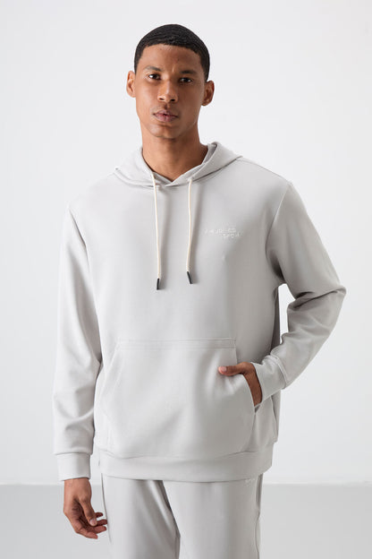 Stone Cotton Thick Soft Textured Comfort Fit Embroidered Men's Tracksuit Set - 85255