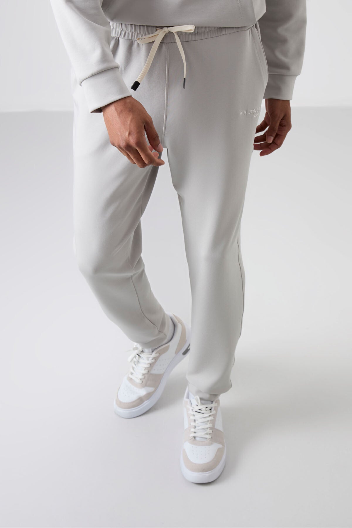 Stone Cotton Thick Soft Textured Comfort Fit Embroidered Men's Tracksuit Set - 85255