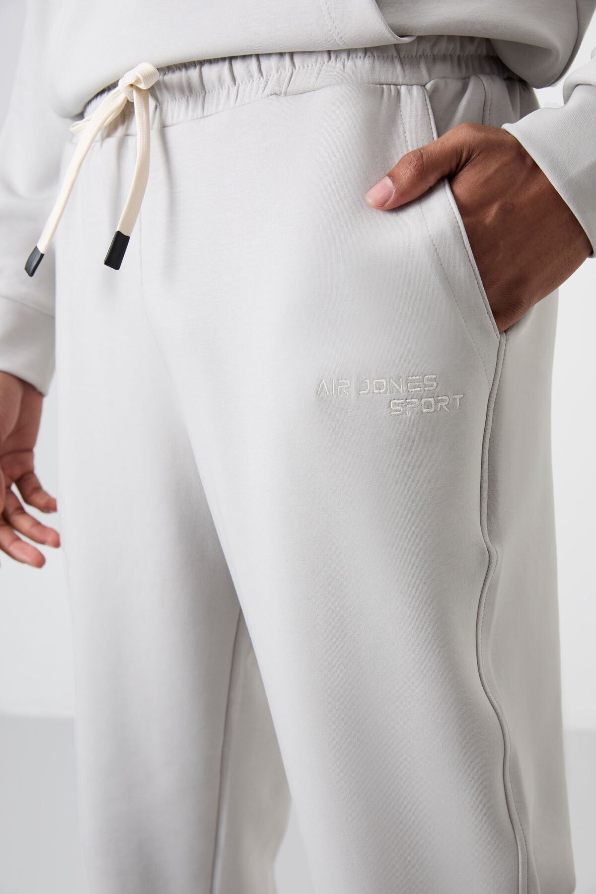 Stone Cotton Thick Soft Textured Comfort Fit Embroidered Men's Tracksuit Set - 85255