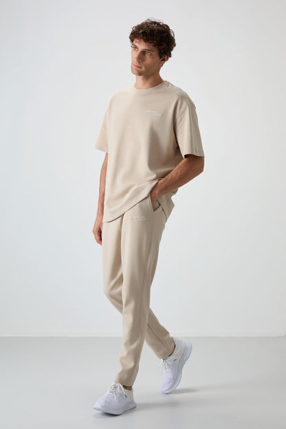 Cotton Thick Soft Textured Oversize Fit Embroidered Men's Tracksuit Set - 85252