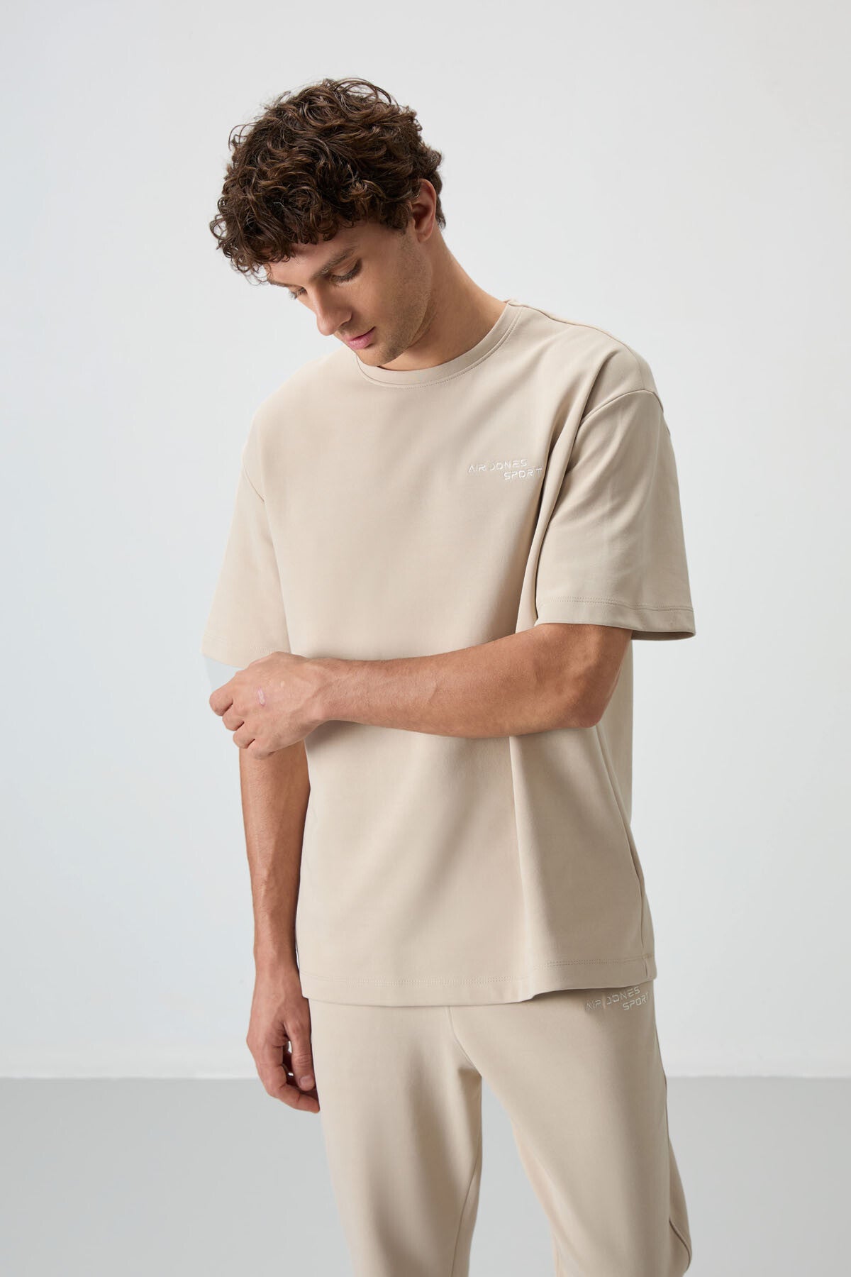 Cotton Thick Soft Textured Oversize Fit Embroidered Men's Tracksuit Set - 85252