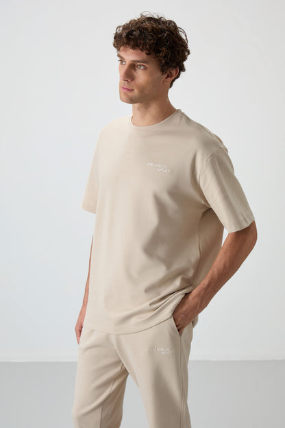 Cotton Thick Soft Textured Oversize Fit Embroidered Men's Tracksuit Set - 85252