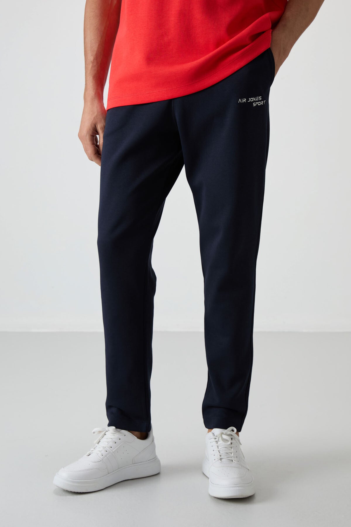 Fiesta - Navy Blue Cotton Thick Soft Textured Oversize Fit Embroidered Men's Tracksuit Set - 85252
