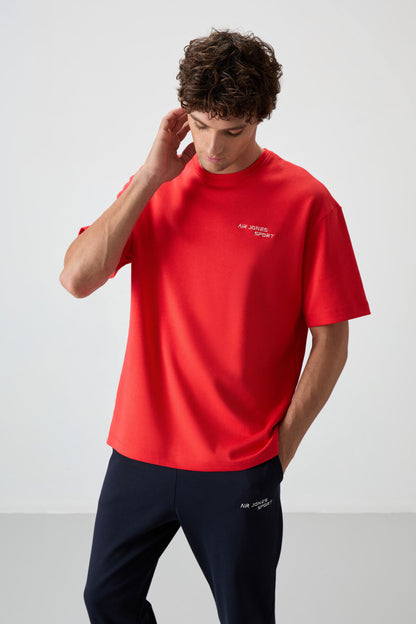 Fiesta - Navy Blue Cotton Thick Soft Textured Oversize Fit Embroidered Men's Tracksuit Set - 85252