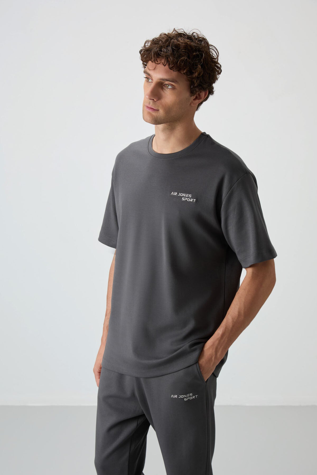 Cotton Thick Soft Textured Oversize Fit Embroidered Men's Tracksuit Set - 85252