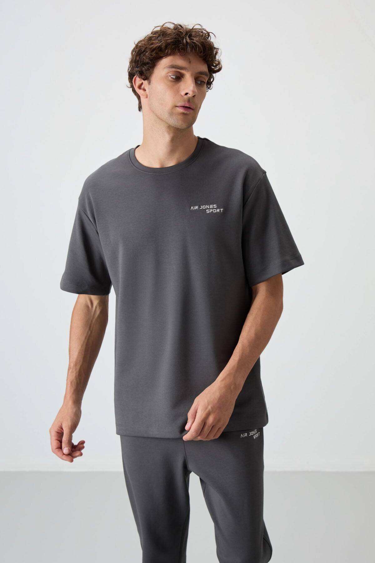 Cotton Thick Soft Textured Oversize Fit Embroidered Men's Tracksuit Set - 85252