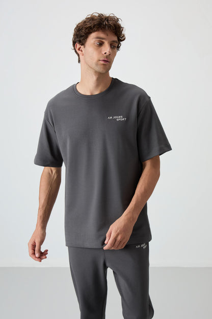 Cotton Thick Soft Textured Oversize Fit Embroidered Men's Tracksuit Set - 85252