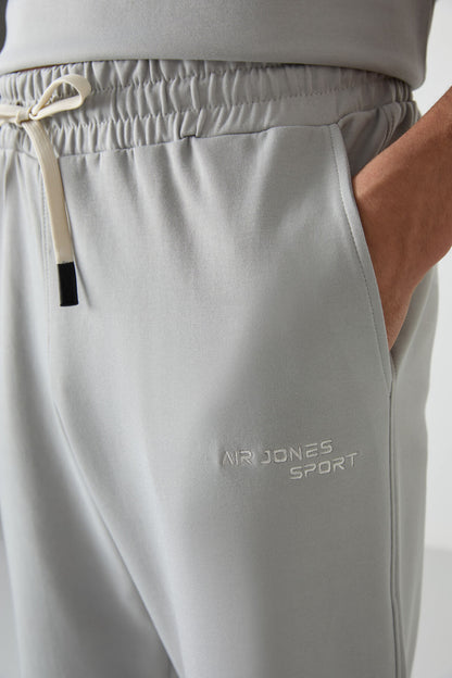 Stone Cotton Thick Soft Textured Oversize Fit Embroidered Men's Tracksuit Set - 85252