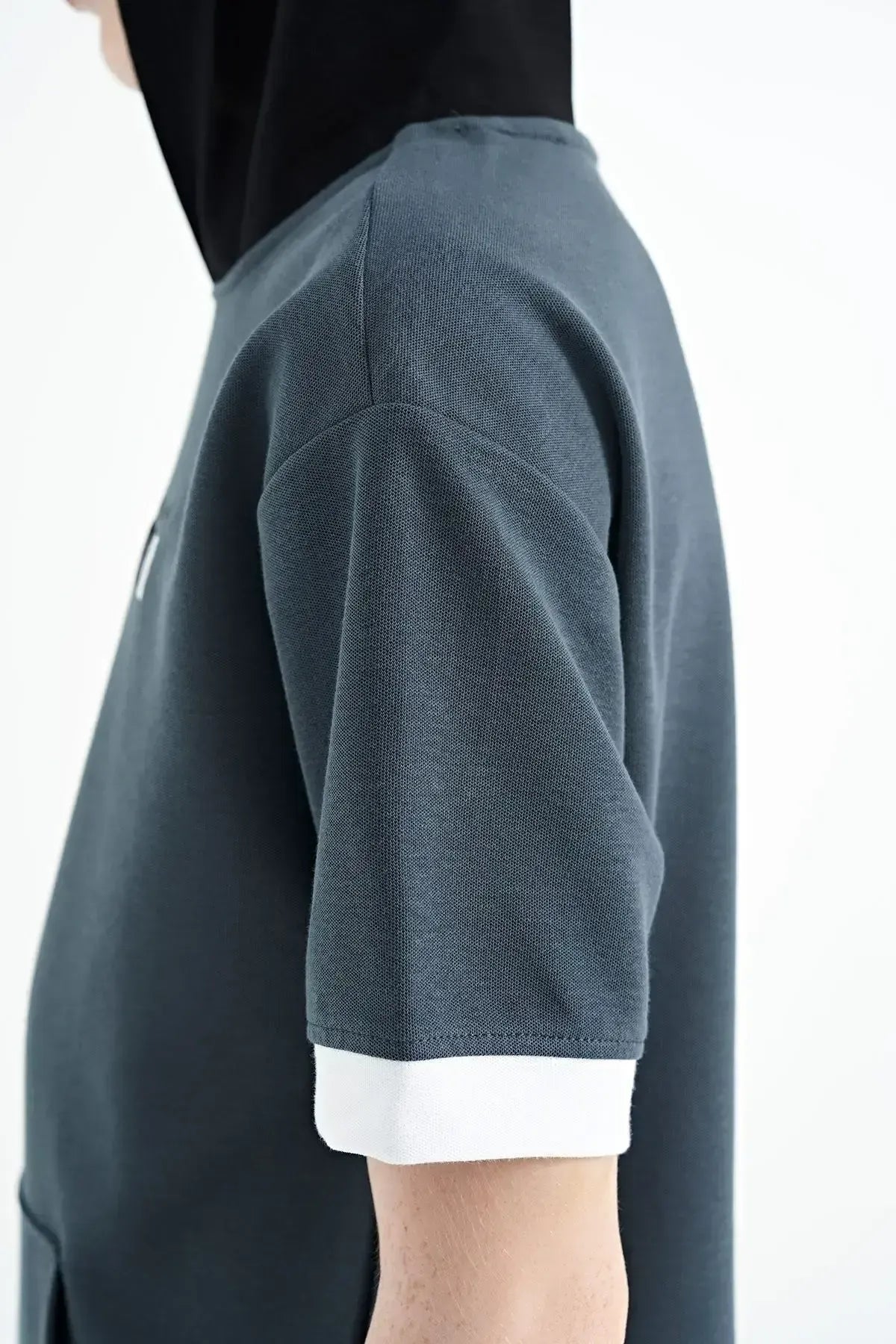 Forest Green Color Block Hooded Kangaroo Pocket Oversize Boys T-Shirt - 11148