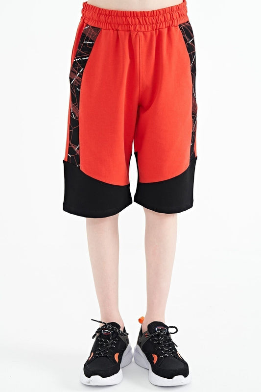 Fiesta Printed Detailed Color Blocked Standard Pattern Boys Shorts - 11141