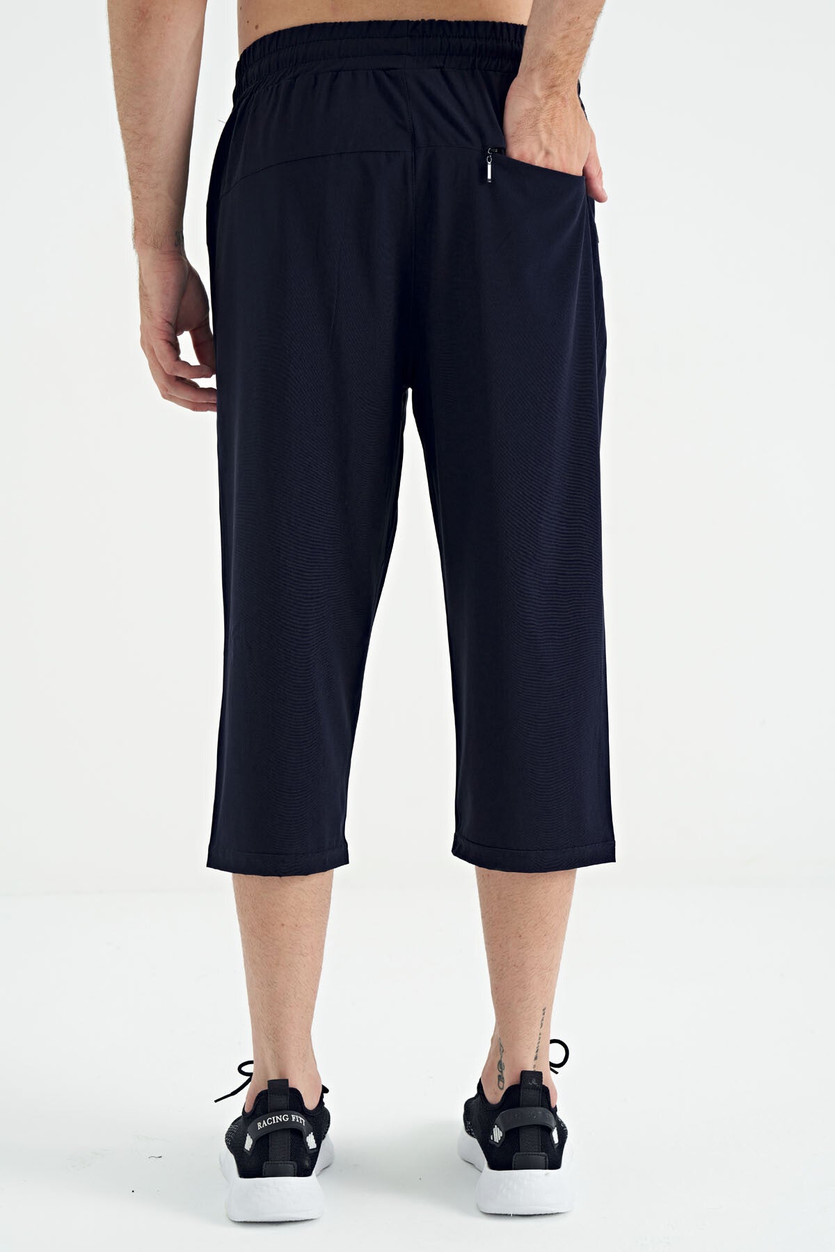 Indigo Laced Standard Fit Zip Pocket Active Sport Men's Capri - 83096