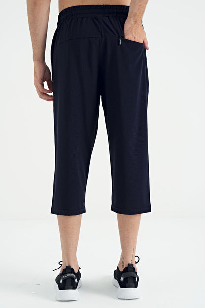 Indigo Laced Standard Fit Zip Pocket Active Sport Men's Capri - 83096