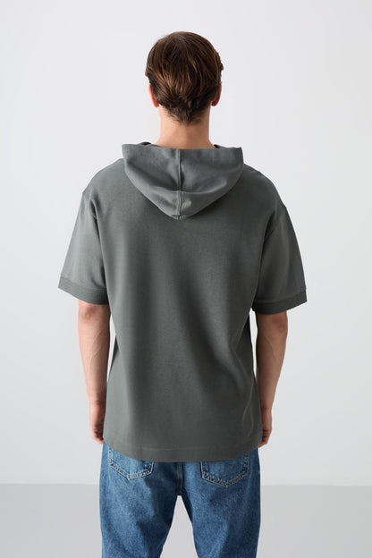 Cotton Thick Textured Surface Oversize Fit Basic Men's T-Shirt - 88335