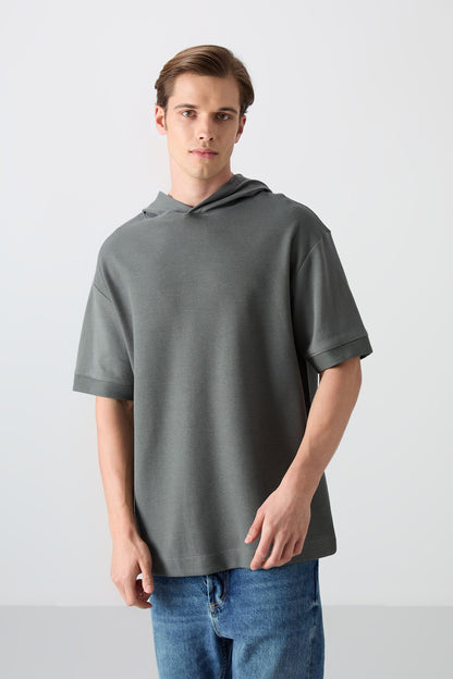 Cotton Thick Textured Surface Oversize Fit Basic Men's T-Shirt - 88335