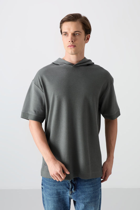 Cotton Thick Textured Surface Oversize Fit Basic Men's T-Shirt - 88335