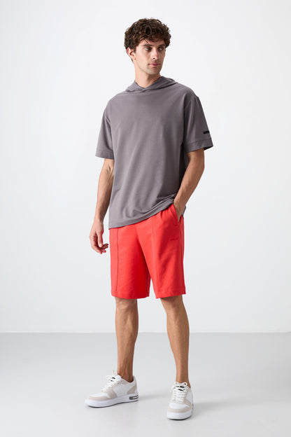 Dark Grey Cotton Thick Soft Textured Oversize Fit Basic Men's T-Shirt - 88352