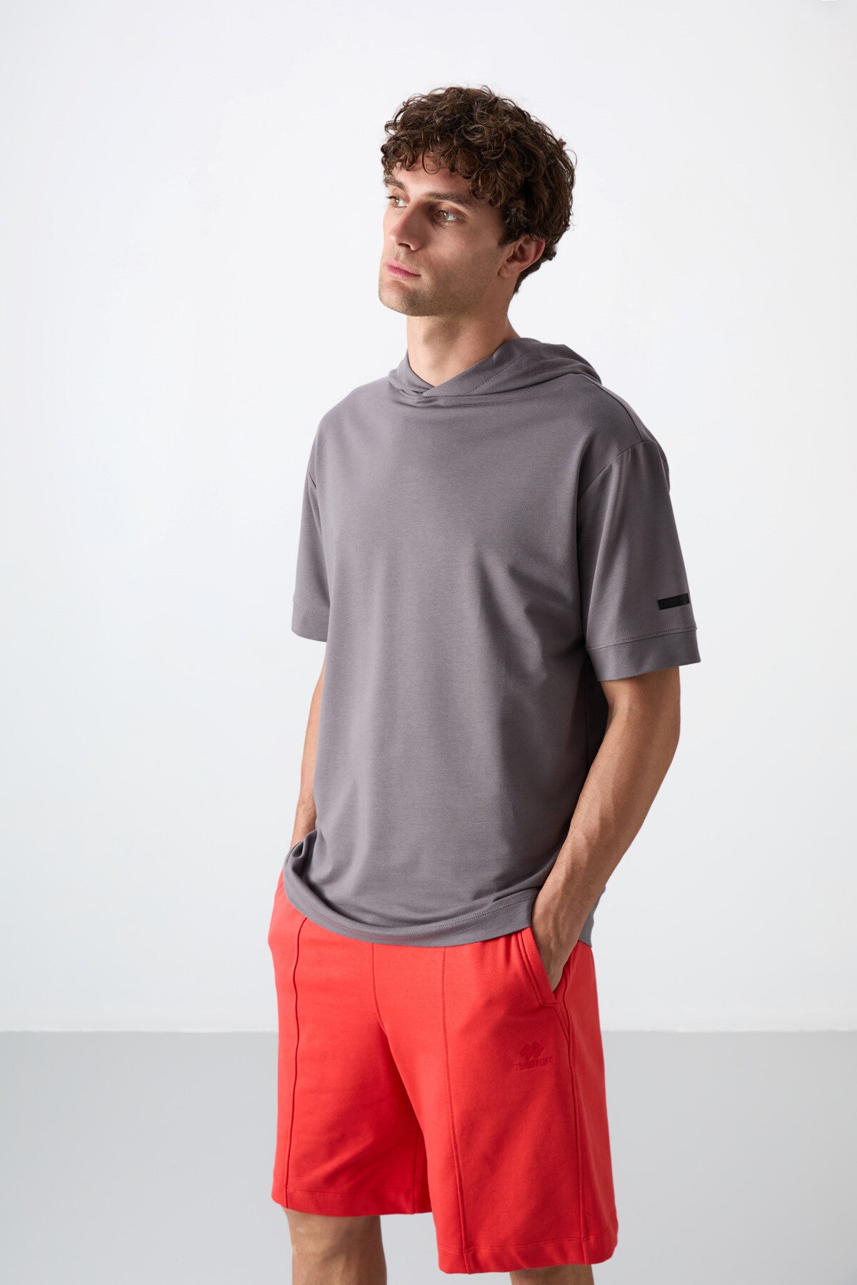 Dark Grey Cotton Thick Soft Textured Oversize Fit Basic Men's T-Shirt - 88352