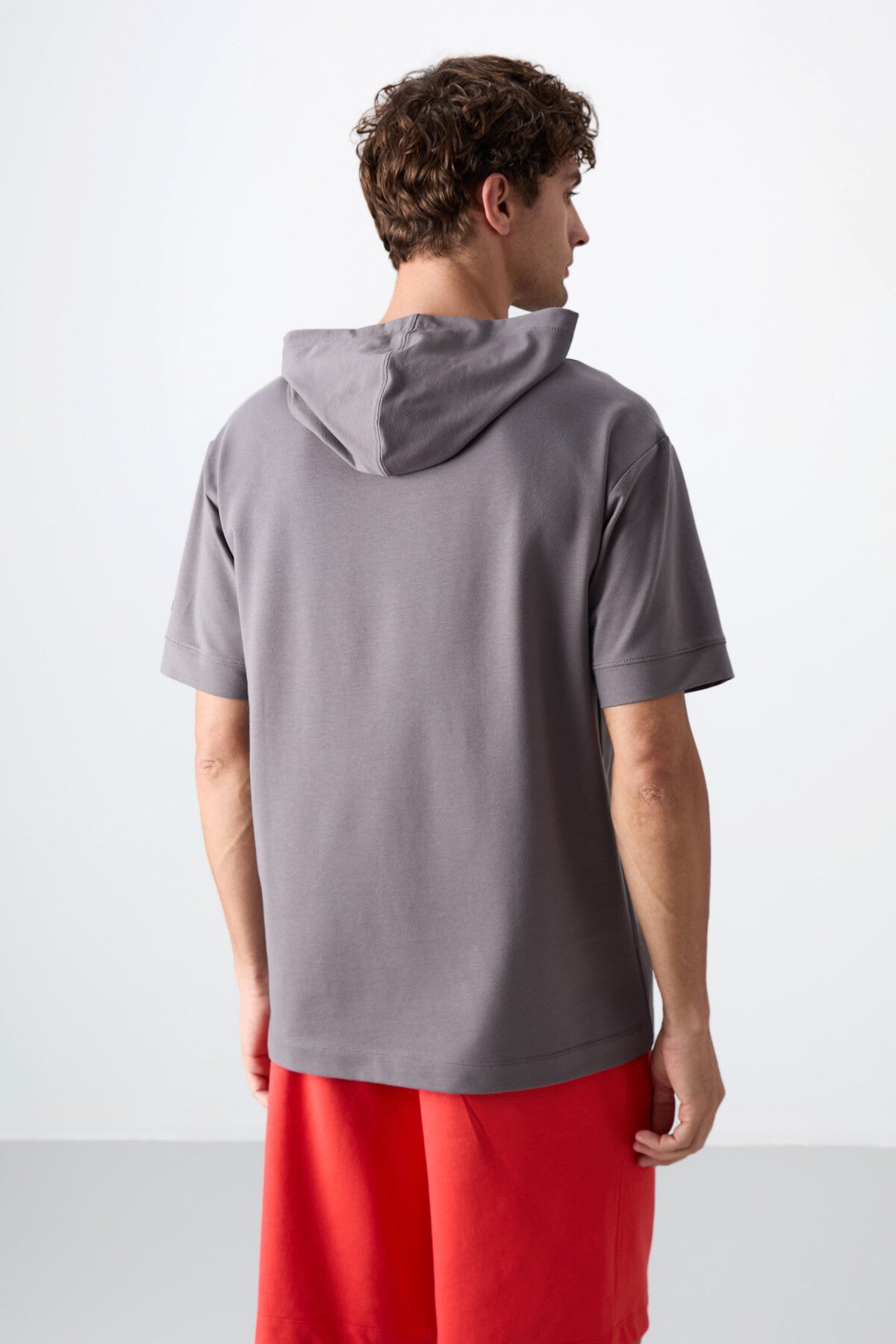 Dark Grey Cotton Thick Soft Textured Oversize Fit Basic Men's T-Shirt - 88352