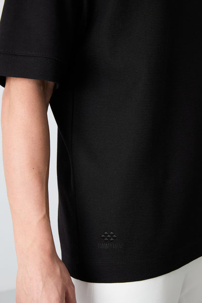 Black Cotton Thick Textured Surface Oversize Fit Basic Men's T-Shirt - 88335