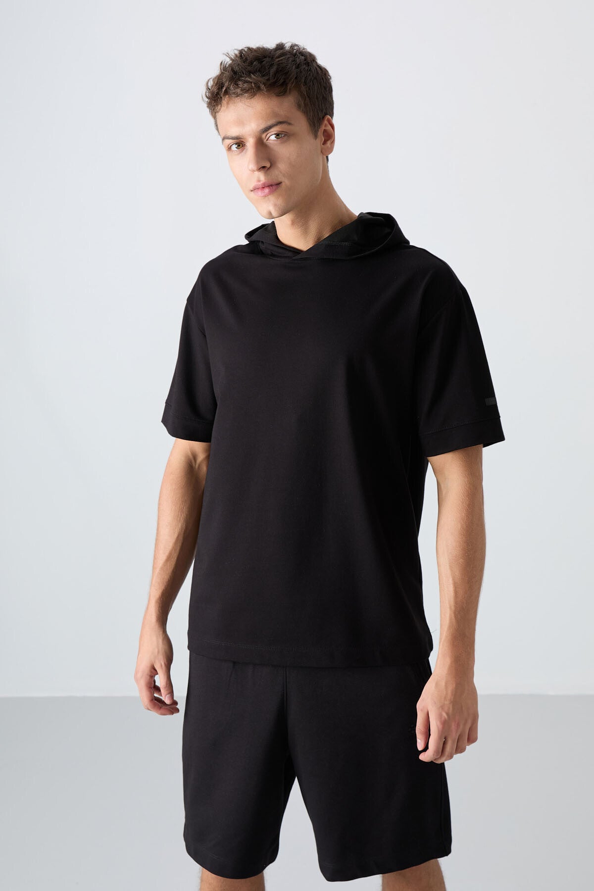 Black Cotton Thick Soft Textured Oversize Fit Basic Men's T-Shirt - 88352