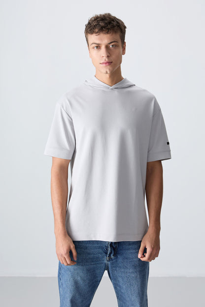 Stone Cotton Thick Soft Textured Oversize Fit Basic Men's T-Shirt - 88352