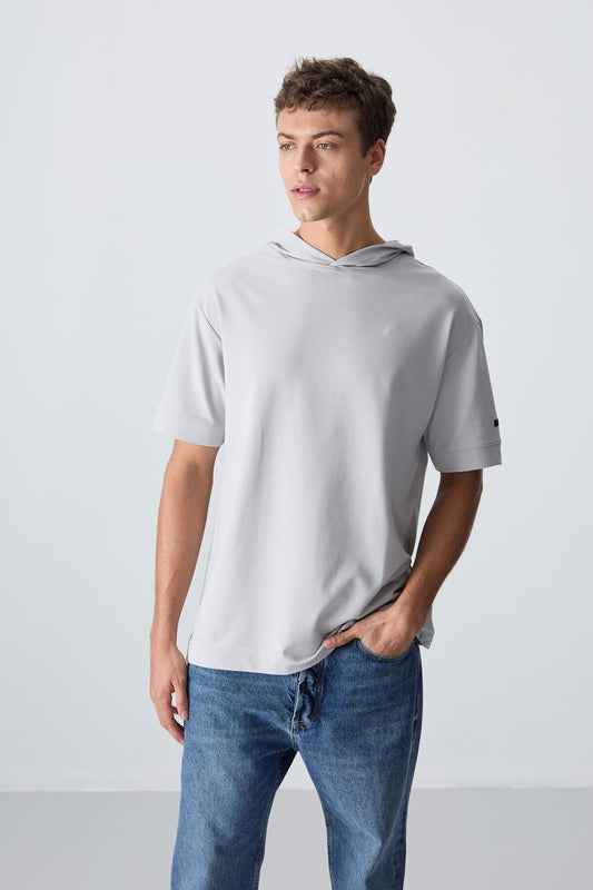 Stone Cotton Thick Soft Textured Oversize Fit Basic Men's T-Shirt - 88352
