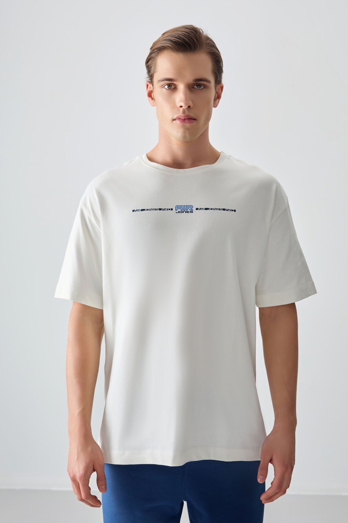 Ecru 100% Cotton Thick Soft Textured Oversize Fit Printed Men's T-Shirt - 88357