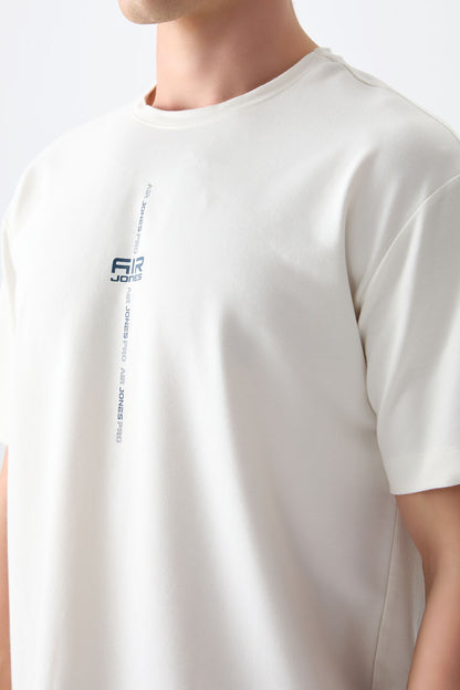 Ecru Thick Cotton Soft Textured Oversize Fit Printed Men's T-Shirt - 88373