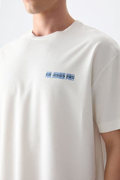 Ecru Cotton Thick Soft Textured Oversize Fit Printed Men's T-Shirt - 88375