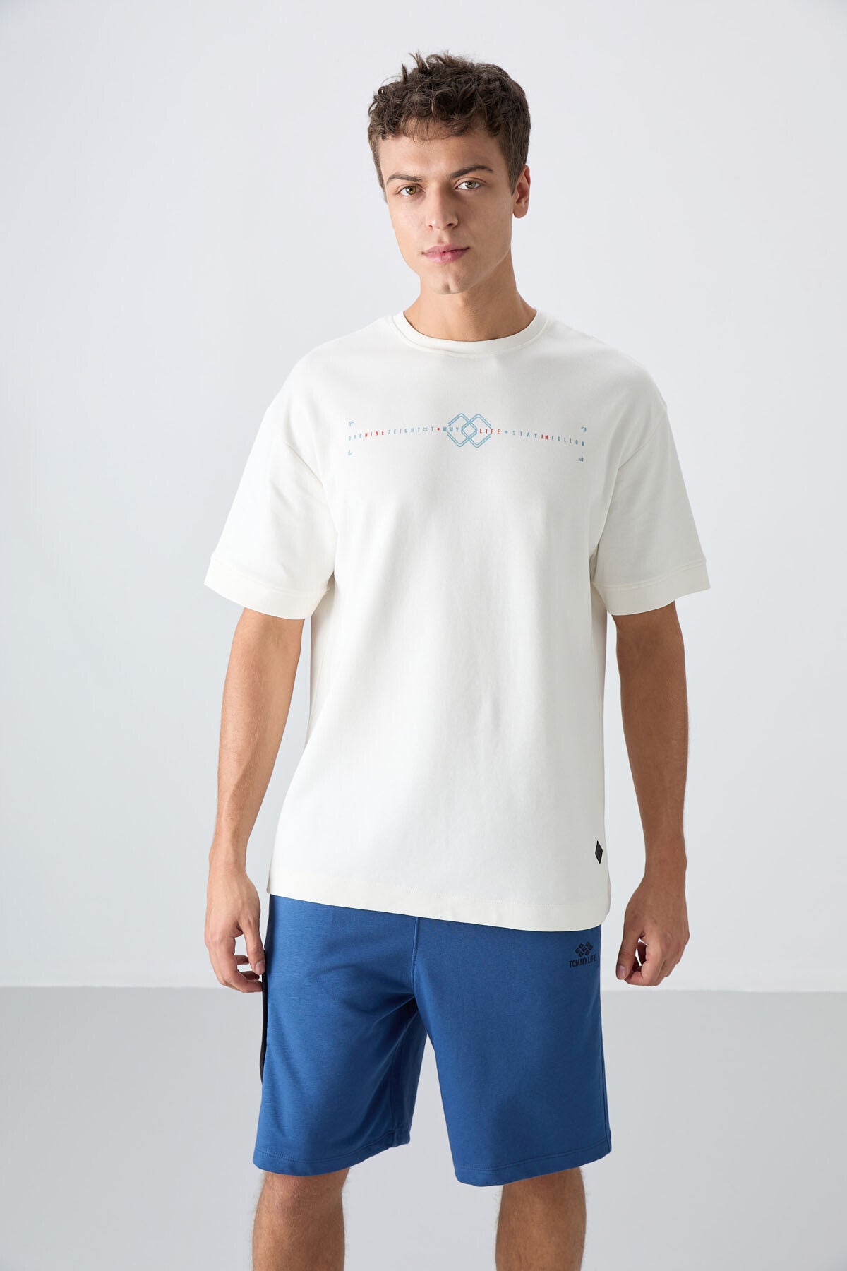 Ecru Cotton Thick Soft Textured Oversize Fit Printed Men's T-Shirt - 88323