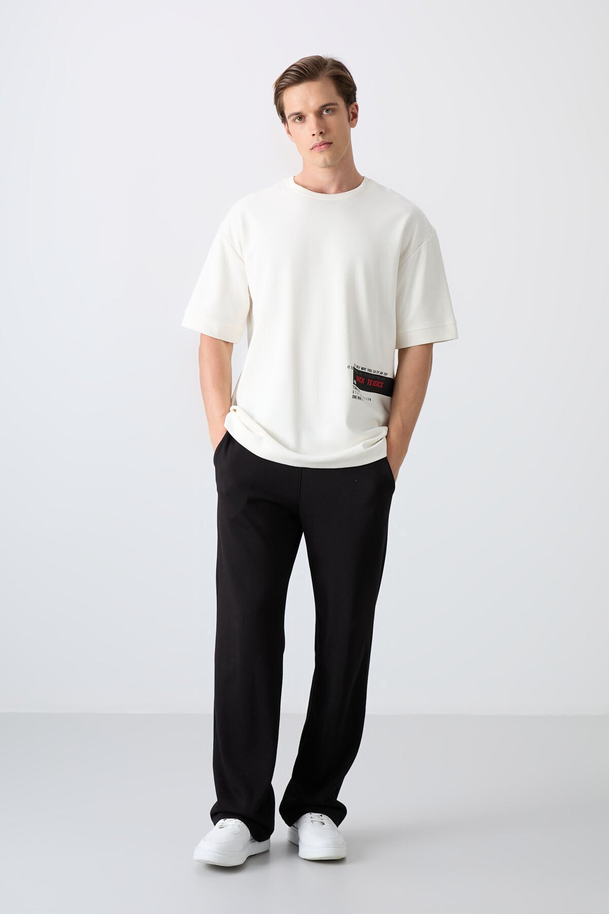 Ecru Cotton Thick Soft Textured Oversize Fit Printed Men's T-Shirt - 88322