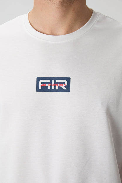 Ecru Thick Cotton Textured Surface Oversize Fit Printed Men's T-Shirt - 88367